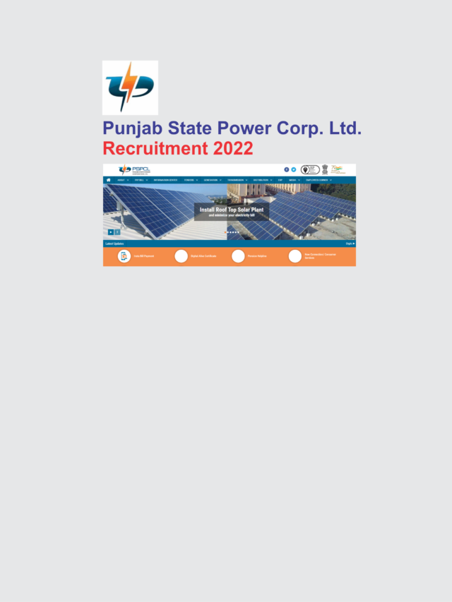 पंजाब स्टेट पावर कॉर्पोरेशन लिमिटेड भर्ती 2022 | Online Apply Notification Out Posts 1690