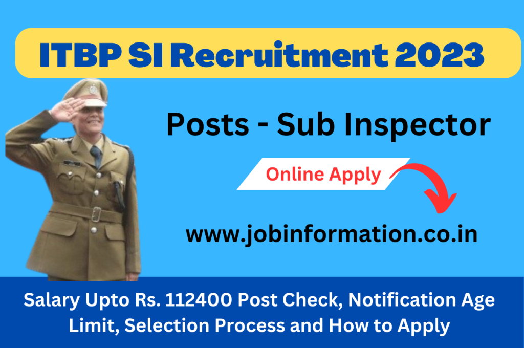 ITBP Sub Inspector Recruitment 2023 : Salary Upto Rs. 112400 Post Check, Notification Age Limit, Selection Process and How to Apply