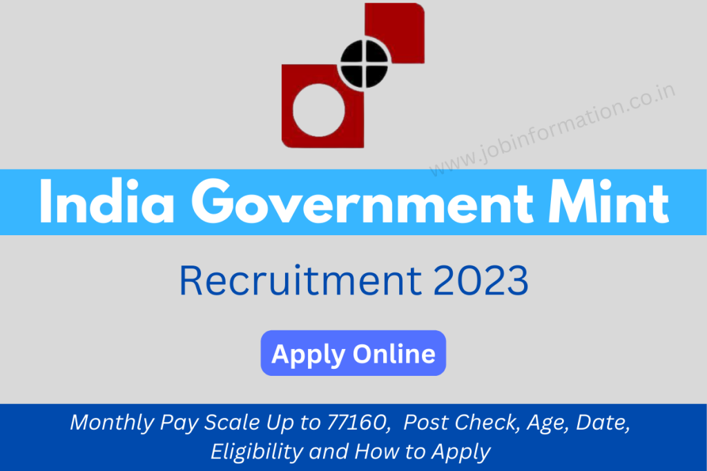India Government Mint Recruitment 2023, Monthly Pay Scale Up to 77160, Post Check, Age, Date, Eligibility and How to Apply