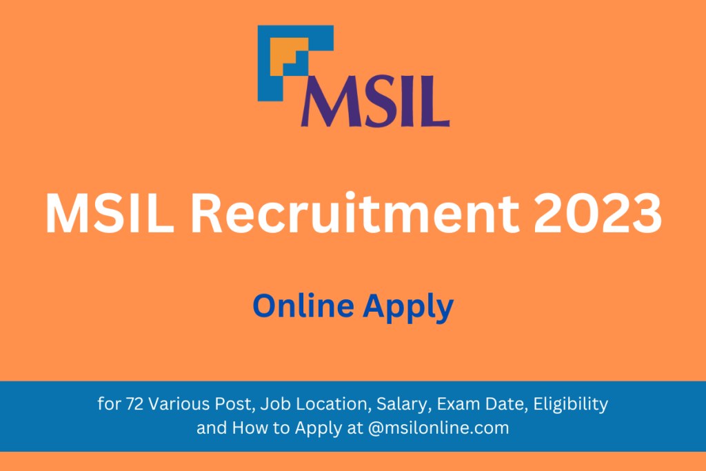 MSIL Recruitment 2023 Apply Online for 72 Various Post, Job Location, Salary, Exam Date, Eligibility and How to Apply at @msilonline.com