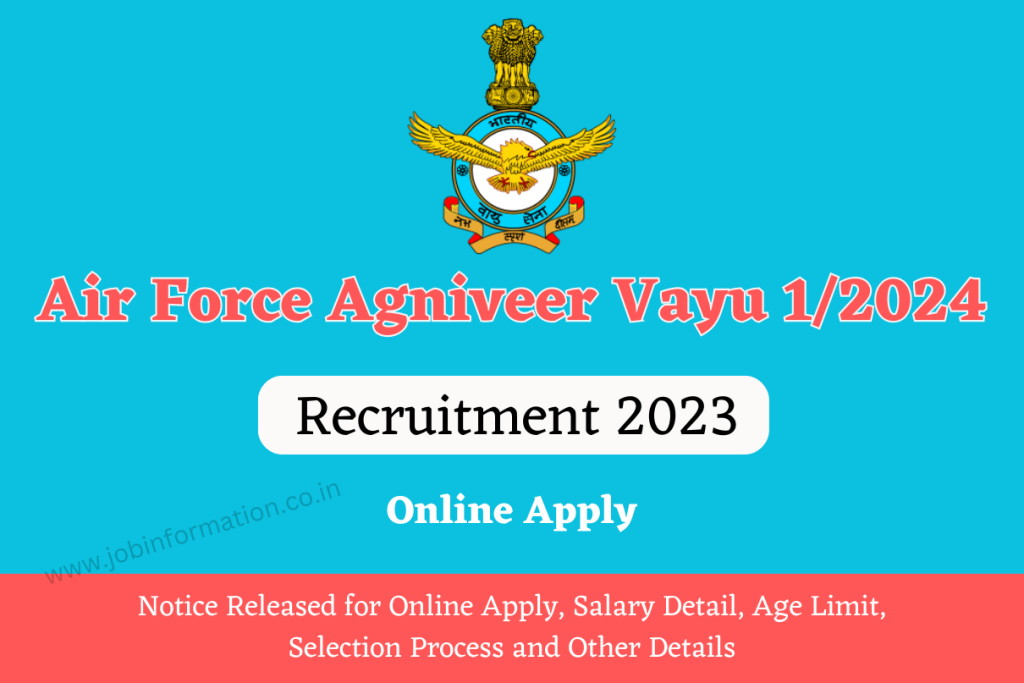 Air Force Agniveer Recruitment Vayu 1/2024, Notice Released for Online Apply, Salary Detail, Age Limit, Selection Process and Other Details