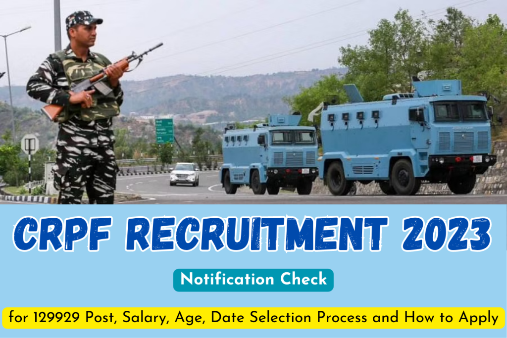 CRPF GD Constable Recruitment 2023 Online Apply for 129929 Post, Salary, Age, Date Selection Process and How to Apply