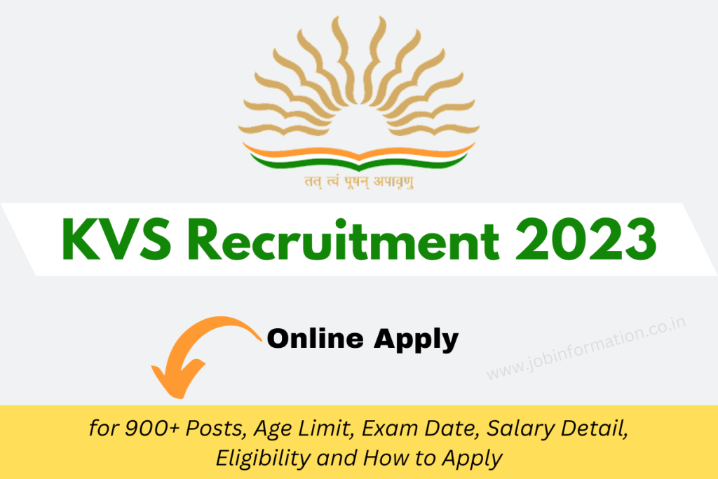 KVS Balvatika Recruitment 2023 Online Apply for 900+ Posts, Age Limit, Exam Date, Salary Detail, Eligibility and How to Apply