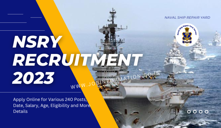 NSRY Recruitment 2023 Apply Online for Various 240 Posts, Date, Salary, Age, Eligibility and More Details
