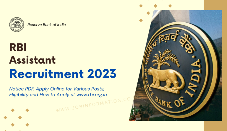 RBI Assistant Recruitment 2023 Notice PDF, Apply Online for Various Posts, Eligibility and How to Apply at www.rbi.org.in