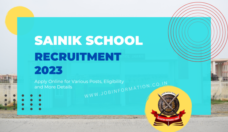 Sainik School Jhansi Recruitment 2023 Apply Online for Various Posts, Eligibility and More Details