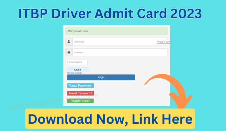 ITBP Driver Admit Card 2023 Released for Physical Test, Download Now, Link Here