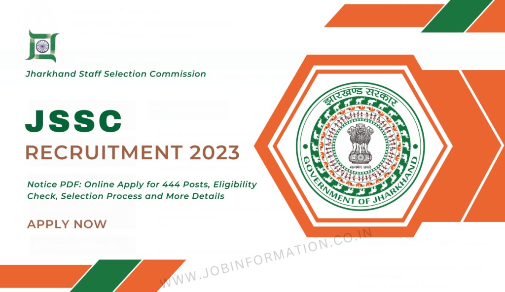 JSSC Recruitment 2023 Notice PDF: Online Apply for 444 Posts, Eligibility Check, Selection Process and More Details
