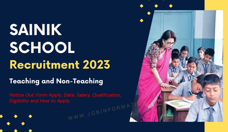 Sainik School Recruitment 2023 Notice Out: Form Apply, Date, Salary, Qualification, Eligibility and How to Apply