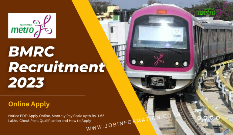BMRC Recruitment 2023 Notice PDF: Apply Online, Monthly Pay Scale upto Rs. 1.65 Lakhs, Check Post, Qualification and How to Apply