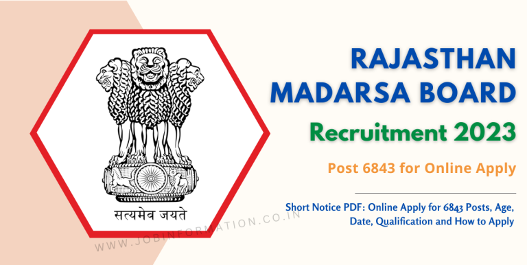 Rajasthan Madarsa Board Recruitment 2023 Short Notice PDF: Online Apply for 6843 Posts, Age, Date, Qualification and How to Apply