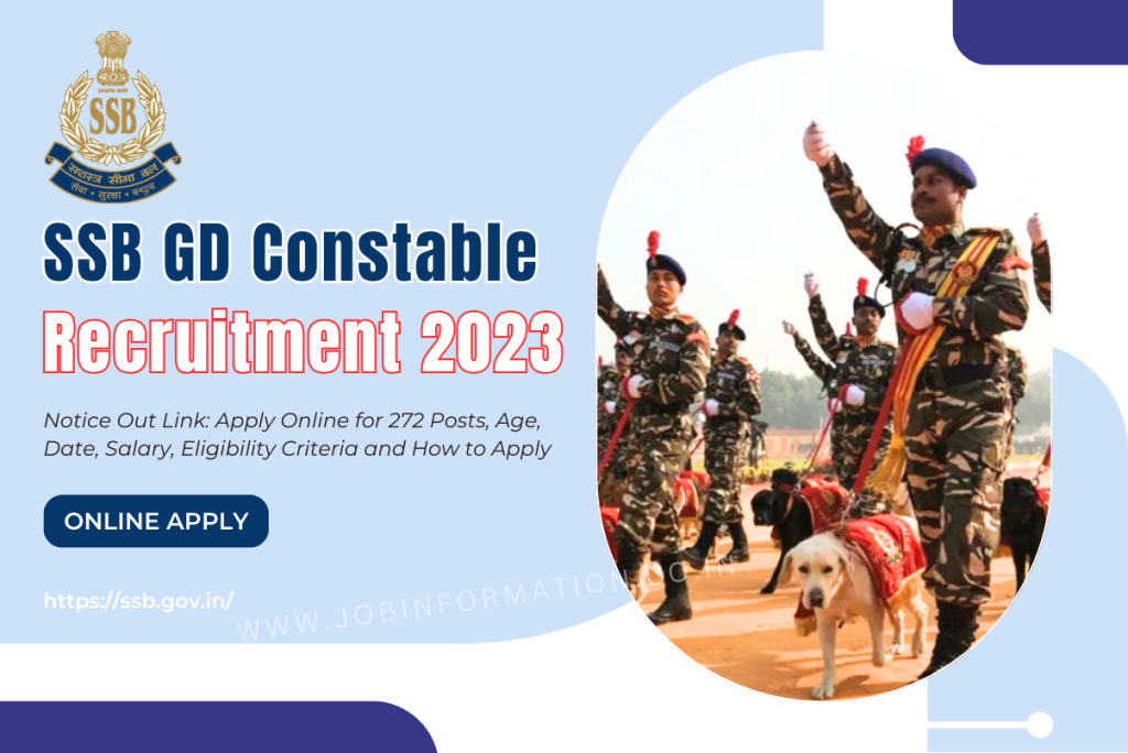 SSB GD Constable Recruitment 2023 Notice Out Link: Apply Online for 272 Posts, Age, Date, Salary, Eligibility Criteria and How to Apply