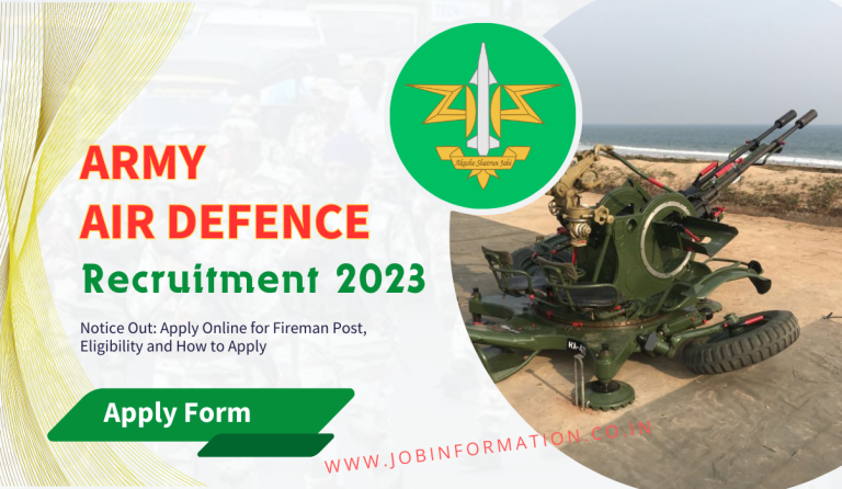 Army Air Defence Recruitment 2023 Notice Out: Apply Form for Fireman Post, Eligibility and How to Apply
