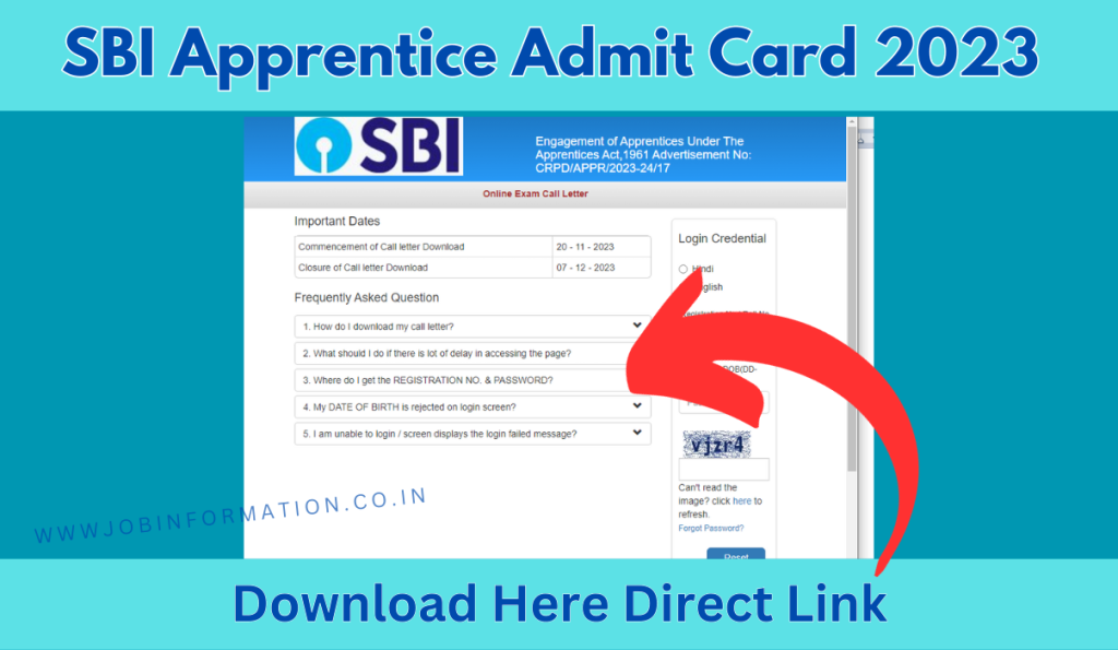 SBI Apprentice Admit Card 2023 Out, Written Exam Date and Other Detail Download Direct Link Here