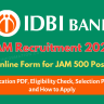 IDBI Bank JAM Recruitment 2024 Out: Online Form for 500 Vacancies, Eligibility Check, Selection Process and How to Apply