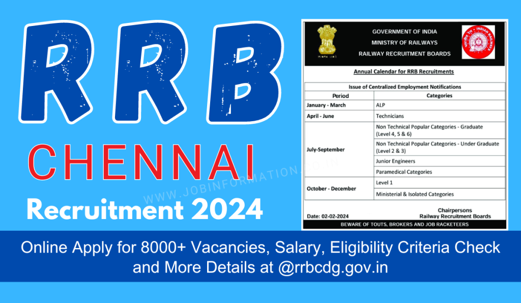 RRB Chennai Recruitment 2024 PDF: Online Apply for 8000+ Vacancies, Salary, Eligibility Criteria Check and More Details at @rrbcdg.gov.in
