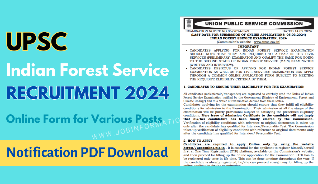 UPSC Indian Forest Service Recruitment 2024 Out: Online Apply for Various Posts, Eligibility Check, Notification Out