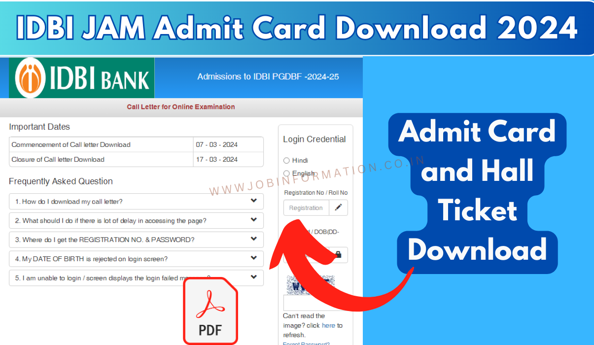 IDBI JAM Admit Card 2024 OUT for Junior Assistant Manager, Download Now, Link Here