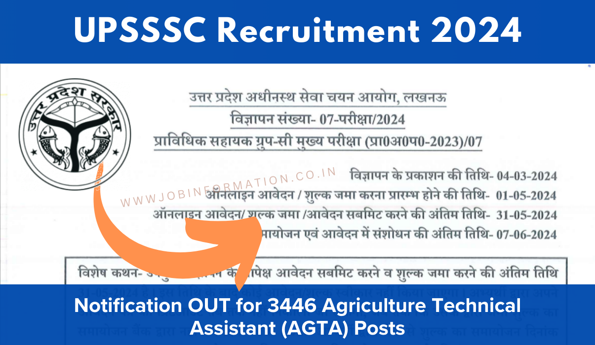 UPSSSC Agriculture Technical Assistant Recruitment 2024 Notice: Online Apply for 3446 Posts, Selection Process and Apply to Process
