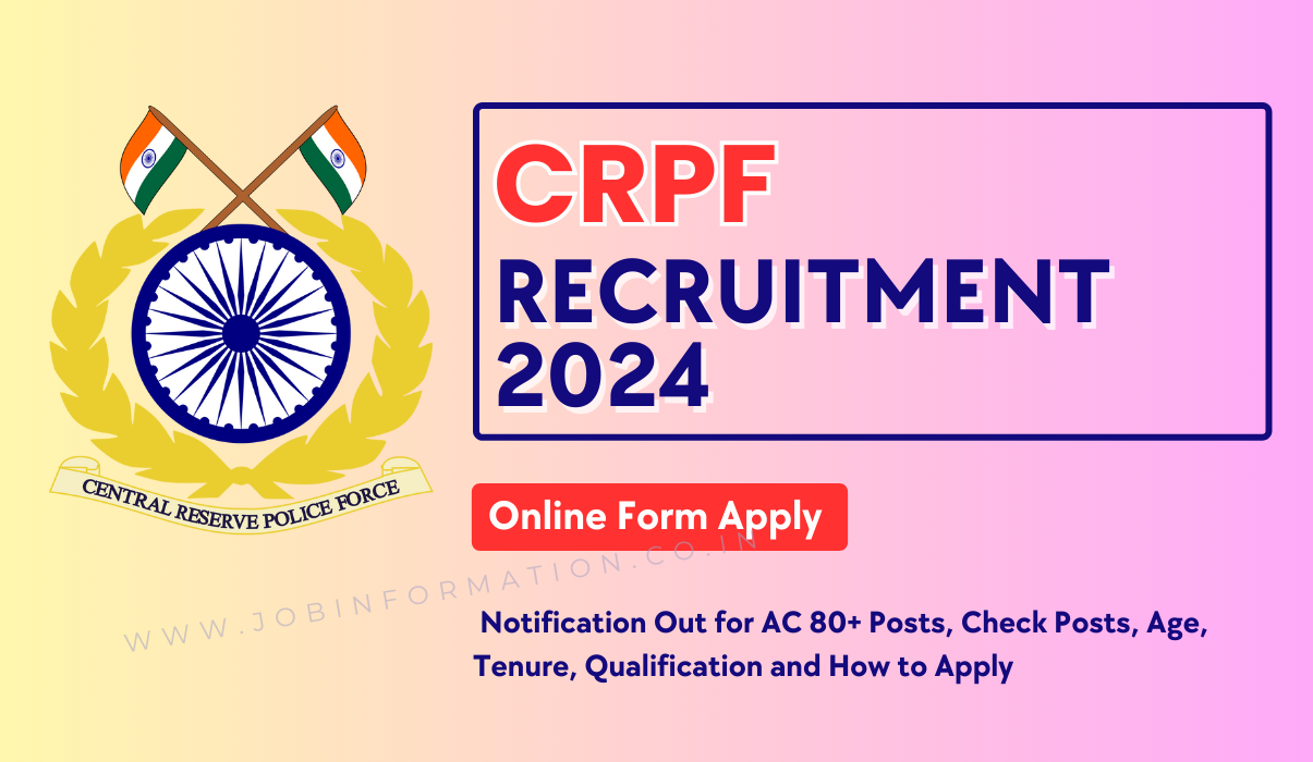 CRPF Recruitment 2024: Notification Out for 80+ Posts, Check Posts, Age, Tenure, Qualification and How to Apply