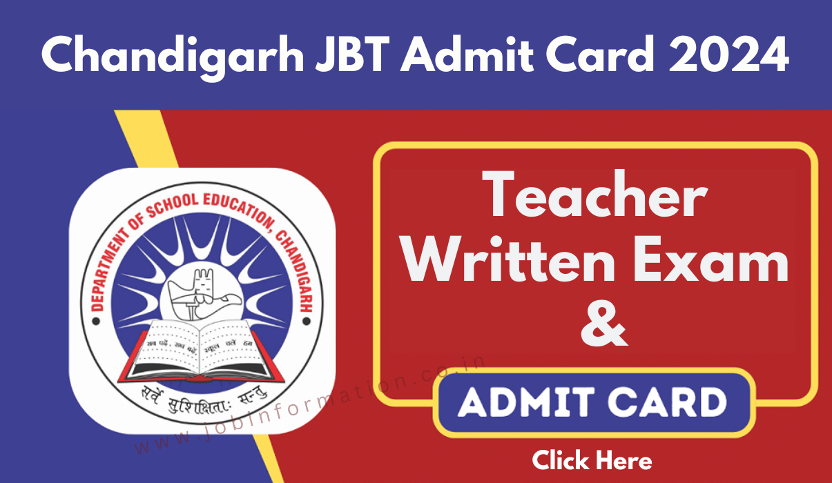 Chandigarh JBT Admit Card 2024 Download For Written Exam on 28 April