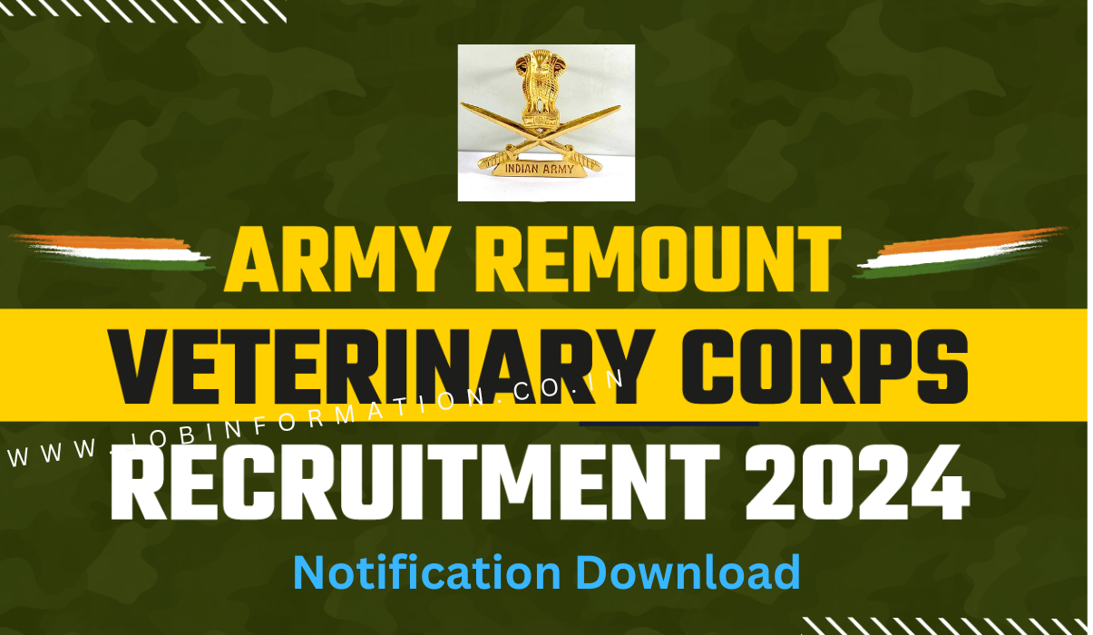 Army Remount Veterinary Corps Recruitment 2024 Notice, Offline Application Form Download