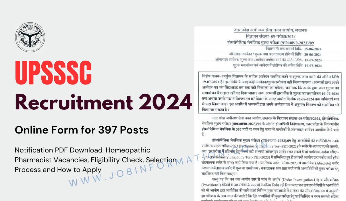 UPSSSC Recruitment 2024 OUT: Online Form for 397 Posts, Eligibility Check and Selection Process