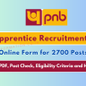 PNB Apprentice Recruitment 2024 Out: Online Form for 2700 Posts, Age, Date, Qualification and Other Details Check