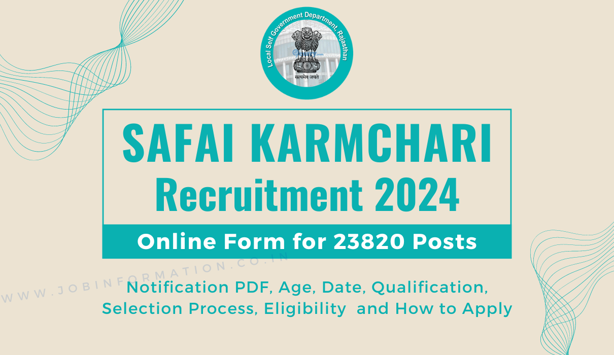 Safai Karmchari Recruitment 2024 Notice: Online Form for 23820 Posts, Eligibility Criteria How to Apply