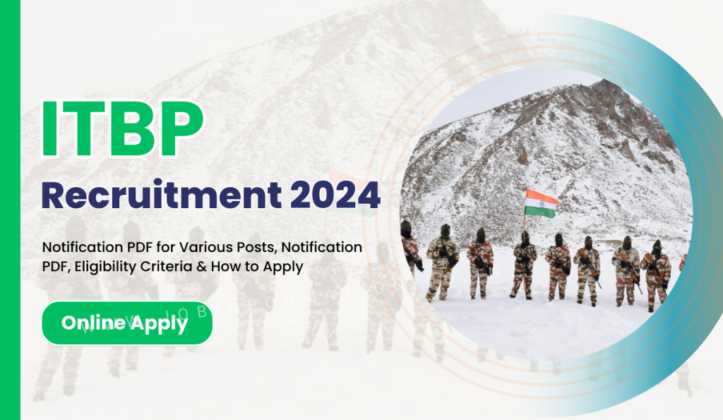 ITBP Inspector Recruitment 2024 Out: Apply Online Form for Various Posts, Notification PDF, Eligibility Criteria & How to Apply