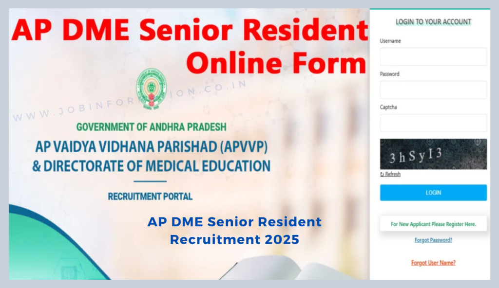 AP DME Senior Resident Recruitment 2025 Notification Out Online Form for 1289 Posts, Eligibility Check