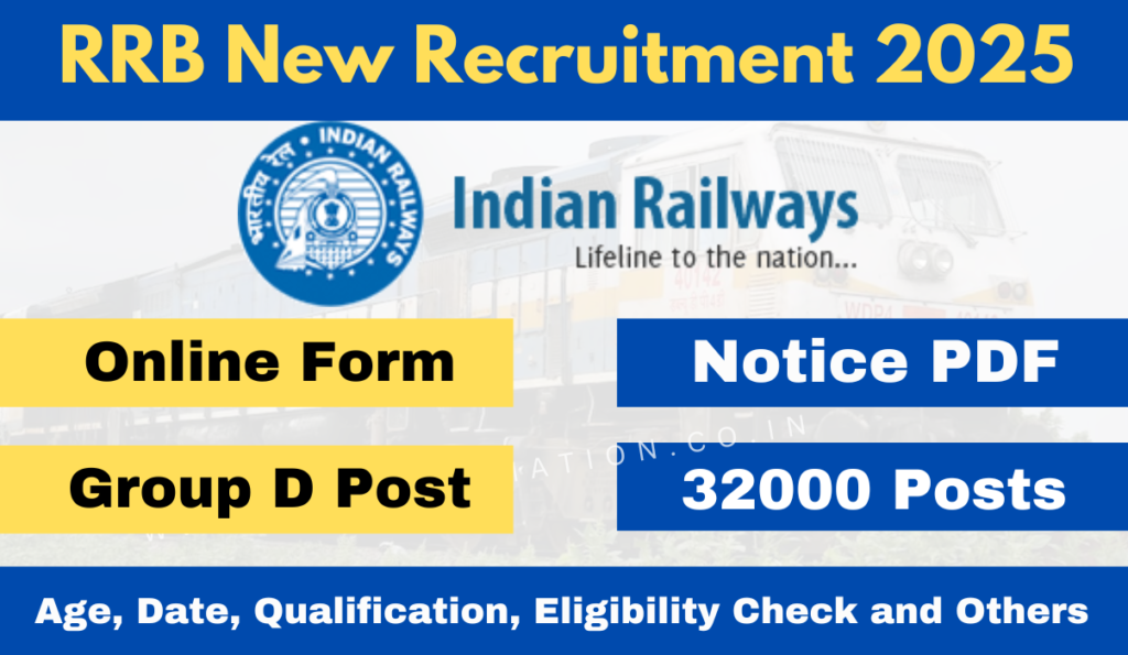 RRB Group D Recruitment 2025 Notice Out CEN 08/2024 for Level-1 32000 Posts Apply Online and Other Detail