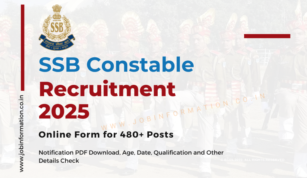 SSB Constable Recruitment 2025 Out » Apply Online for 480+ Posts, Notification PDF एसएसबी कांस्टेबल भर्ती 2025