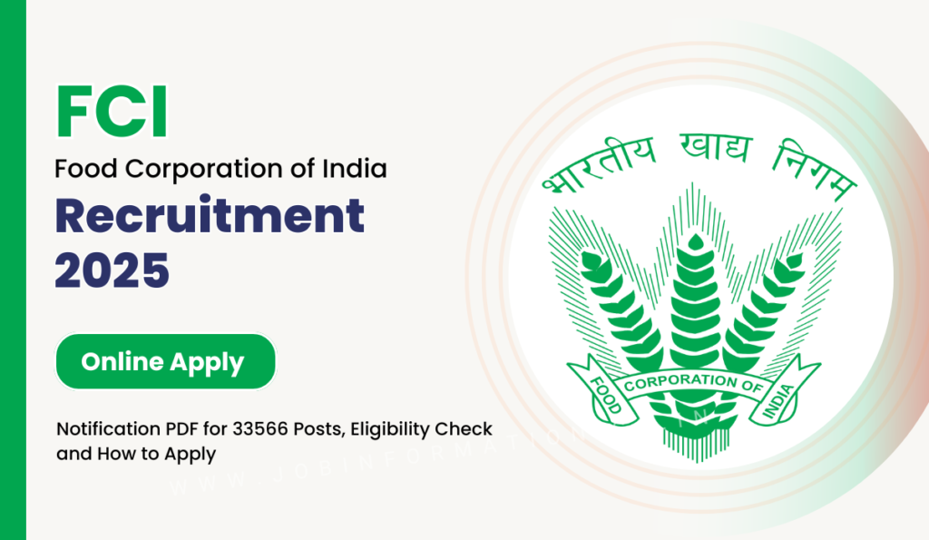 FCI Recruitment 2025 Apply Online, Notification PDF Download for 33566 Vacancies Soon