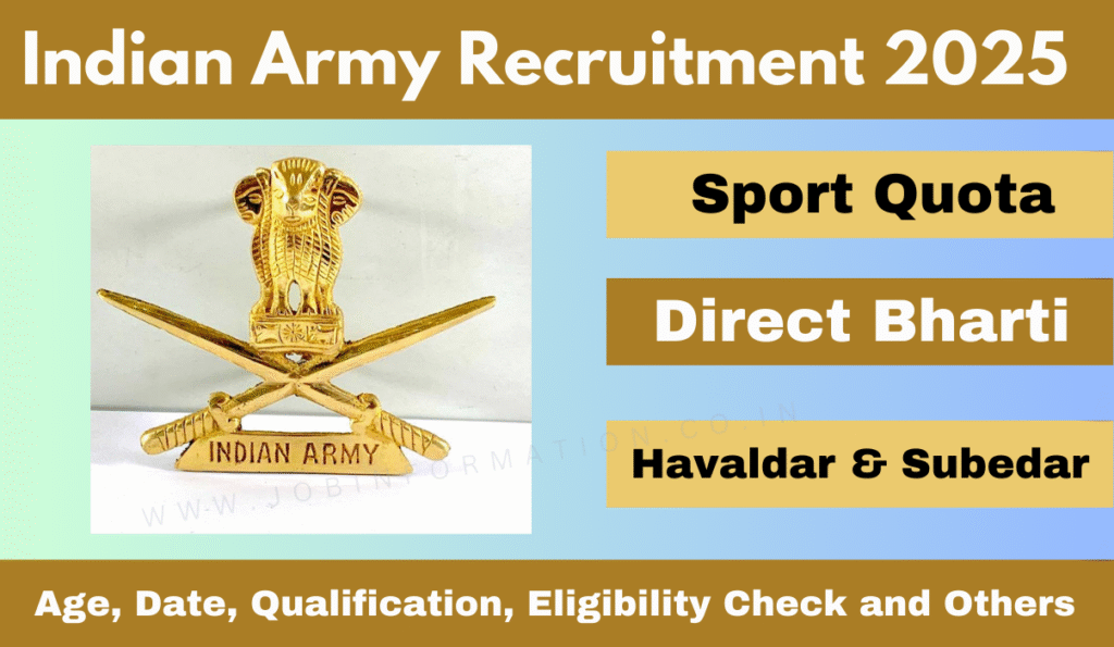 Indian Army Sports Quota Bharti 2025 Notification Out for Havildar and Naib Subedar