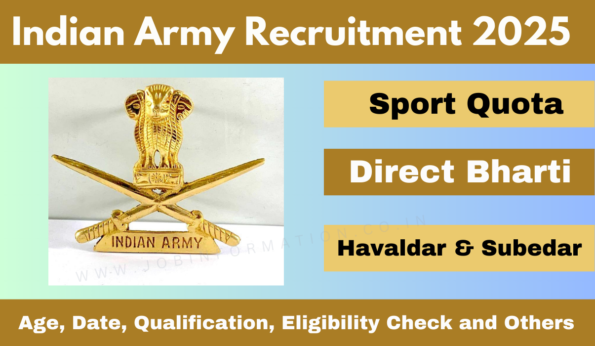 Indian Army Sports Quota Bharti 2025 Notification Out for Havildar and Naib Subedar
